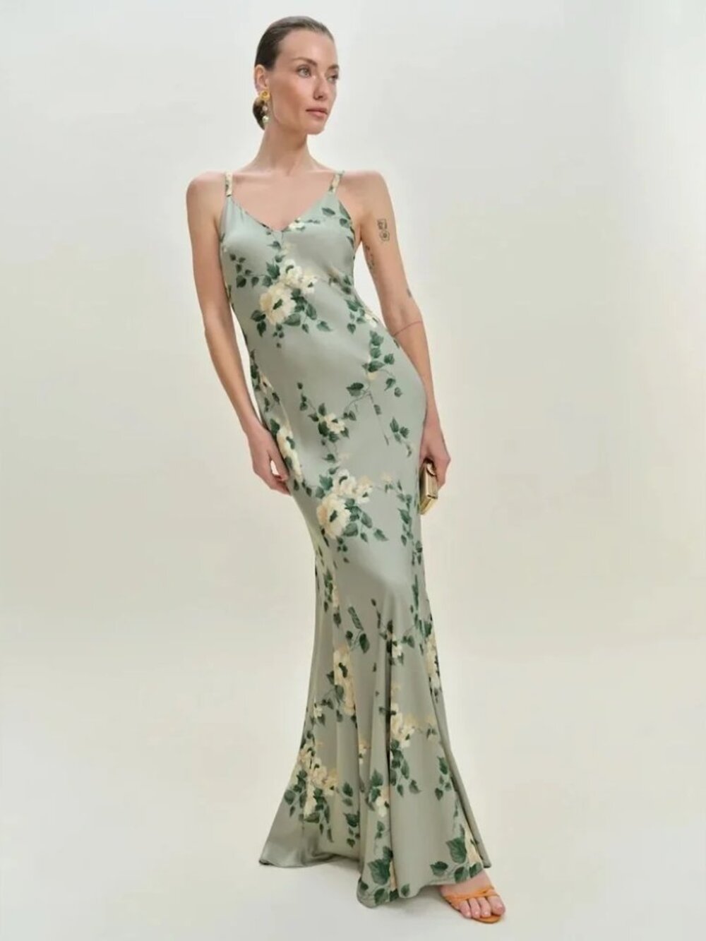 Reformation Tyler Satin Dress In Shade Garden - NWT Never Worn - Size 2